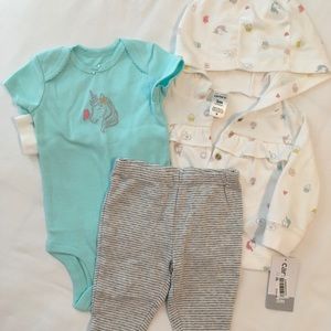 NWT Carter’s Unicorn 3pc 3M